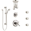 Delta Cassidy Polished Nickel Shower System with Dual Thermostatic Control, Diverter, Ceiling Showerhead, 3 Body Sprays, and Hand Shower SS17T971PN4