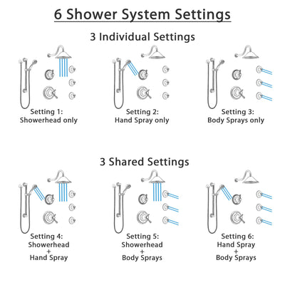 Delta Cassidy Dual Thermostatic Control Stainless Steel Finish Shower System, Diverter, Showerhead, 3 Body Sprays, and Grab Bar Hand Spray SS17T971SS2