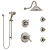 Delta Cassidy Dual Thermostatic Control Stainless Steel Finish Shower System, Diverter, Showerhead, 3 Body Sprays, and Hand Shower SS17T971SS3