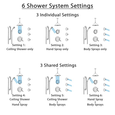 Delta Cassidy Dual Thermostatic Control Stainless Steel Finish Shower System with Ceiling Showerhead, 3 Body Jets, Grab Bar Hand Spray SS17T971SS6