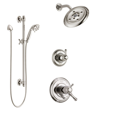 Delta Cassidy Polished Nickel Shower System with Dual Thermostatic Control Handle, Diverter, Showerhead, and Hand Shower with Slidebar SS17T972PN5