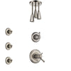 Delta Cassidy Dual Thermostatic Control Handle Stainless Steel Finish Shower System, Diverter, Ceiling Mount Showerhead, and 3 Body Sprays SS17T972SS4