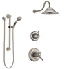 Delta Cassidy Dual Thermostatic Control Handle Stainless Steel Finish Shower System, Diverter, Showerhead, and Hand Shower with Grab Bar SS17T972SS6