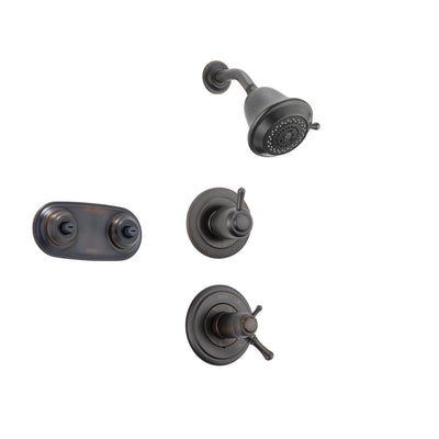 Delta Cassidy Venetian Bronze Shower System with Thermostatic Shower Handle, 3-setting Diverter, Showerhead, and Dual Body Spray Shower Plate SS17T9785RB