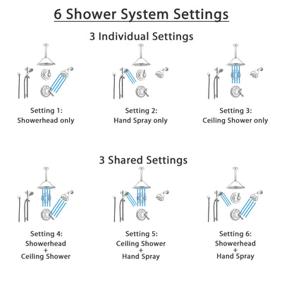 Delta Cassidy Stainless Steel Shower System with Thermostatic Shower Handle, 6-setting Diverter, Large Ceiling Mount Rain Showerhead, Handheld Shower, and Wallmount Showerhead SS17T9793SS