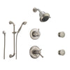 Delta Cassidy Stainless Steel Shower System with Thermostatic Shower Handle, 6-setting Diverter, Showerhead, Handheld Shower, and 2 Body Sprays SS17T9794SS