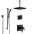 Delta Pivotal Matte Black Finish Thermostatic Square Shower Diverter System Large Rain Ceiling Showerhead and Hand Spray with Slidebar SS17T993BL2