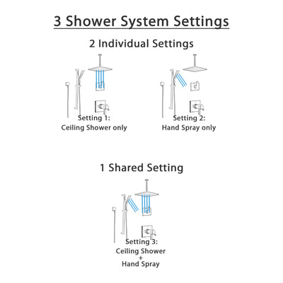 Delta Pivotal Matte Black Finish Thermostatic Square Shower Diverter System Large Rain Ceiling Showerhead and Hand Spray with Slidebar SS17T993BL2