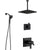 Delta Pivotal Matte Black Finish Thermostatic Shower System with Large Square Rain Ceiling Showerhead and SureDock Detachable Hand Sprayer SS17T993BL8