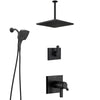 Delta Pivotal Matte Black Finish Thermostatic Shower System with Large Square Rain Ceiling Showerhead and In2ition Detachable Hand Sprayer SS17T993BL9