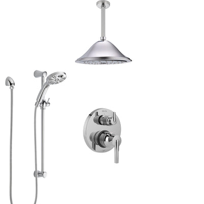 Delta Trinsic Chrome Finish Shower System with Integrated Diverter, Ceiling Mount Showerhead, and Temp2O Hand Shower with Slidebar SS248593