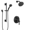 Delta Trinsic Matte Black Finish Integrated Diverter Shower System with Multi-Setting Wall Mount Showerhead and Hand Sprayer with Slide Bar SS24859BL6