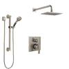 Delta Ara Stainless Steel Finish Shower System with Control Handle, Integrated Diverter, Showerhead, and Hand Shower with Grab Bar SS24867SS1