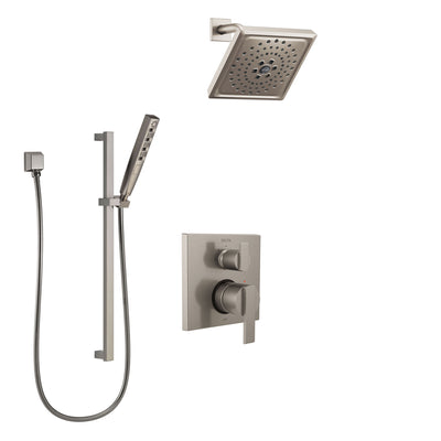 Delta Ara Stainless Steel Finish Shower System with Control Handle, Integrated Diverter, Showerhead, and Hand Shower with Slidebar SS24867SS5