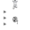 Delta Cassidy Chrome Finish Shower System with Control Handle, Integrated 3-Setting Diverter, Ceiling Mount Showerhead, and 3 Body Sprays SS248978