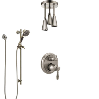 Delta Cassidy Stainless Steel Finish Shower System with Control Handle, Integrated Diverter, Ceiling Mount Showerhead, and Hand Shower SS24897SS11