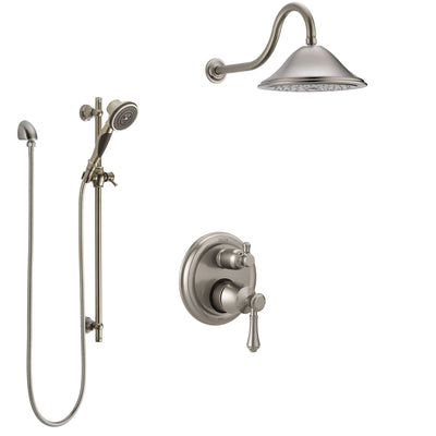 Delta Cassidy Stainless Steel Finish Shower System with Control Handle, Integrated Diverter, Showerhead, and Hand Shower with Slidebar SS24897SS2