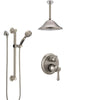 Delta Cassidy Stainless Steel Finish Shower System with Control Handle, Integrated Diverter, Ceiling Showerhead, and Grab Bar Hand Shower SS24897SS8