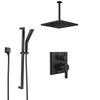 Delta Pivotal Matte Black Finish Integrated Diverter Shower System with Square Ceiling Mount Rain Showerhead and Hand Shower with Slide Bar SS24899BL2