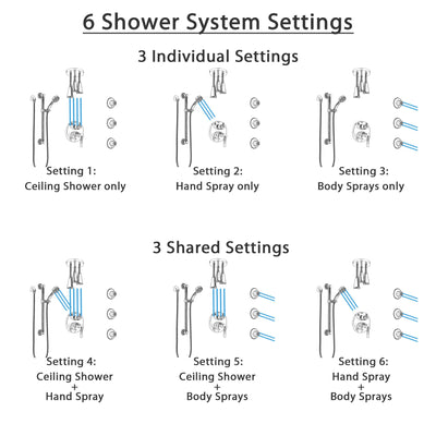 Delta Trinsic Chrome Shower System with Control Handle, Integrated Diverter, Ceiling Showerhead, 3 Body Sprays, and Grab Bar Hand Shower SS249593