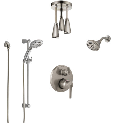 Delta Trinsic Stainless Steel Finish Integrated Diverter Shower System Control, Temp2O Showerhead, Hand Shower, and Ceiling Showerhead SS24959SS1