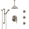 Delta Trinsic Stainless Steel Finish Integrated Diverter Shower System Control Handle, Ceiling Showerhead, 3 Body Jets, Grab Bar Hand Spray SS24959SS6