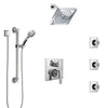 Delta Ara Chrome Shower System with Control Handle, Integrated 6-Setting Diverter, Showerhead, 3 Body Sprays, and Hand Shower with Grab Bar SS249673