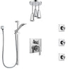 Delta Ara Chrome Shower System with Control Handle, Integrated 6-Setting Diverter, Ceiling Mount Showerhead, 3 Body Sprays, and Hand Shower SS249676