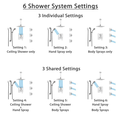 Delta Ara Chrome Shower System with Control Handle, Integrated Diverter, Ceiling Mount Showerhead, 3 Body Sprays, and Grab Bar Hand Shower SS249679