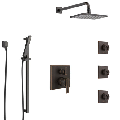 Delta Ara Venetian Bronze Shower System with Control Handle, Integrated 6-Setting Diverter, Showerhead, 3 Body Sprays, and Hand Shower SS24967RB6