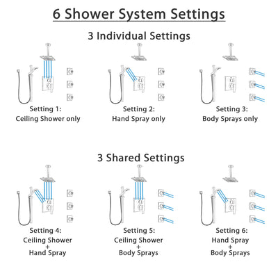 Delta Ara Stainless Steel Finish Integrated Diverter Shower System Control Handle, Ceiling Showerhead, 3 Body Sprays, and Hand Shower SS24967SS12