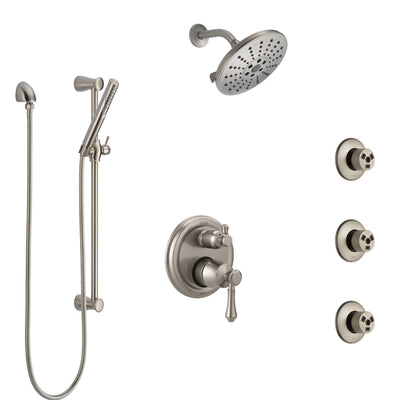 Delta Cassidy Stainless Steel Finish Shower System with Control Handle, Integrated Diverter, Showerhead, 3 Body Sprays, and Hand Shower SS24997SS1