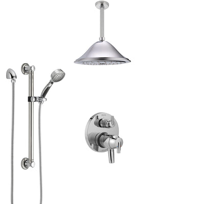 Delta Trinsic Chrome Shower System with Dual Control Handle, Integrated Diverter, Ceiling Mount Showerhead, and Hand Shower with Grab Bar SS278591