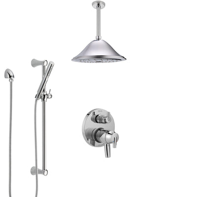 Delta Trinsic Chrome Finish Shower System with Dual Control Handle, Integrated Diverter, Ceiling Mount Showerhead, and Hand Shower SS278592