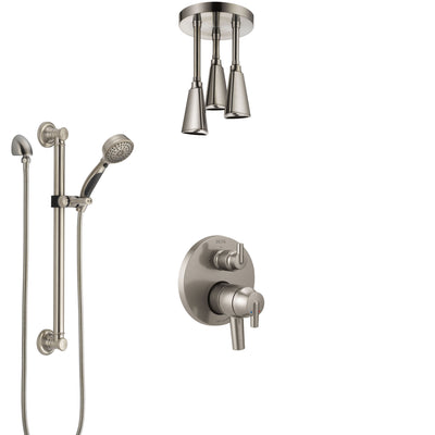 Delta Trinsic Dual Control Handle Stainless Steel Finish Integrated Diverter Shower System, Ceiling Showerhead, and Grab Bar Hand Shower SS27859SS1