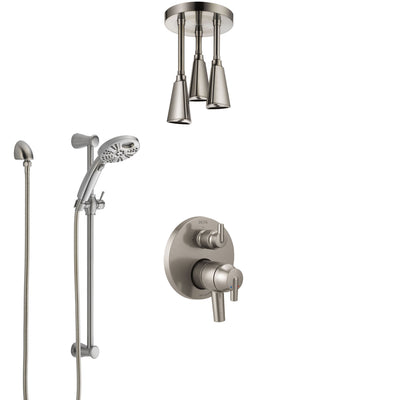 Delta Trinsic Dual Control Handle Stainless Steel Finish Shower System, Integrated Diverter, Ceiling Mount Showerhead, & Temp2O Hand Shower SS27859SS3