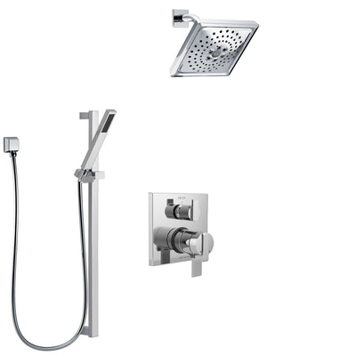 Delta Ara Chrome Finish Shower System with Dual Control Handle, Integrated 3-Setting Diverter, Showerhead, and Hand Shower with Slidebar SS278672