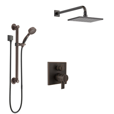 Delta Ara Venetian Bronze Shower System with Dual Control Handle, Integrated 3-Setting Diverter, Showerhead, and Hand Shower with Grab Bar SS27867RB2