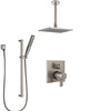 Delta Ara Dual Control Handle Stainless Steel Finish Shower System, Integrated Diverter, Ceiling Mount Showerhead, and Hand Shower SS27867SS7