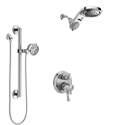 Delta Cassidy Chrome Finish Shower System with Dual Control Handle, Integrated Diverter, Dual Showerhead, and Hand Shower with Grab Bar SS2789712