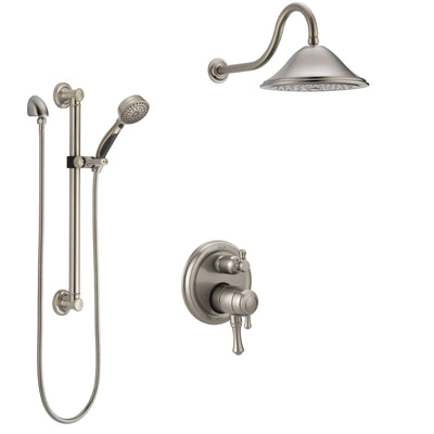 Delta Cassidy Stainless Steel Finish Shower System with Dual Control Handle, Integrated Diverter, Showerhead, and Hand Shower with Grab Bar SS27897SS1