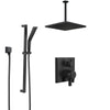 Delta Pivotal Matte Black Finish Integrated Diverter Shower System with Slidebar Mount Hand Shower and Large Square Ceiling Rain Showerhead SS27899BL2