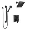 Delta Pivotal Matte Black Finish Modern Integrated Diverter Shower System with Multi-Setting Showerhead and Hand Spray on Grab / Slide Bar SS27899BL5