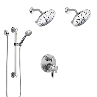 Delta Trinsic Chrome Shower System with Dual Control Handle, Integrated 6-Setting Diverter, 2 Showerheads, and Hand Shower with Grab Bar SS2795911