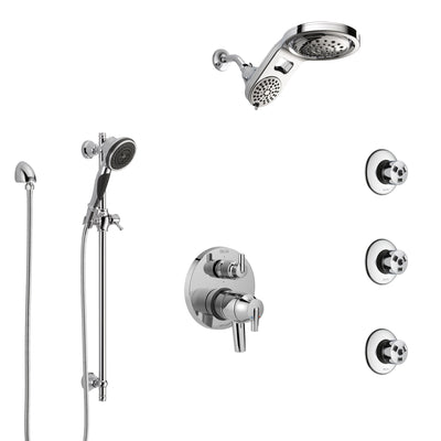 Delta Trinsic Chrome Shower System with Dual Control Handle, Integrated 6-Setting Diverter, Dual Showerhead, 3 Body Sprays, and Hand Shower SS279599