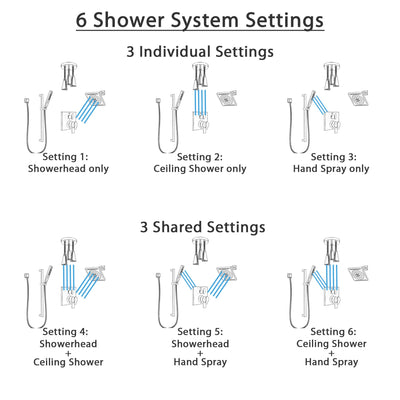 Delta Ara Dual Control Handle Stainless Steel Finish Shower System, Integrated Diverter, Showerhead, Ceiling Showerhead, and Hand Shower SS27967SS10