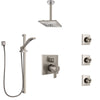 Delta Ara Dual Control Handle Stainless Steel Finish Integrated Diverter Shower System, Ceiling Showerhead, 3 Body Sprays, and Hand Shower SS27967SS12