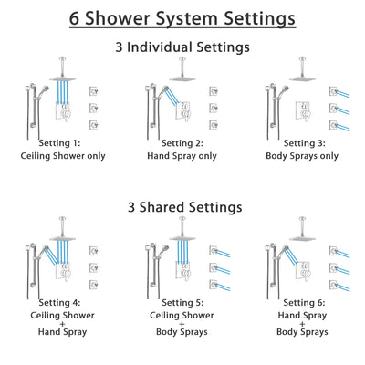 Delta Ara Dual Control Handle Stainless Steel Finish Shower System, Ceiling Showerhead, 3 Body Jets, Grab Bar Hand Spray SS27967SS2