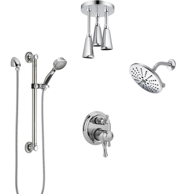 Delta Cassidy Chrome Shower System with Dual Control Handle, Integrated Diverter, Showerhead, Ceiling Showerhead, and Grab Bar Hand Shower SS2799711