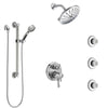 Delta Cassidy Chrome Shower System with Dual Control Handle, Integrated Diverter, Showerhead, 3 Body Sprays, and Hand Shower with Grab Bar SS279975